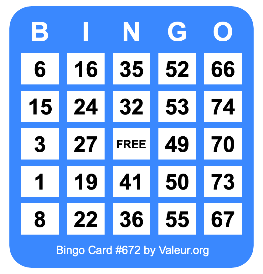 Bingo Card #672