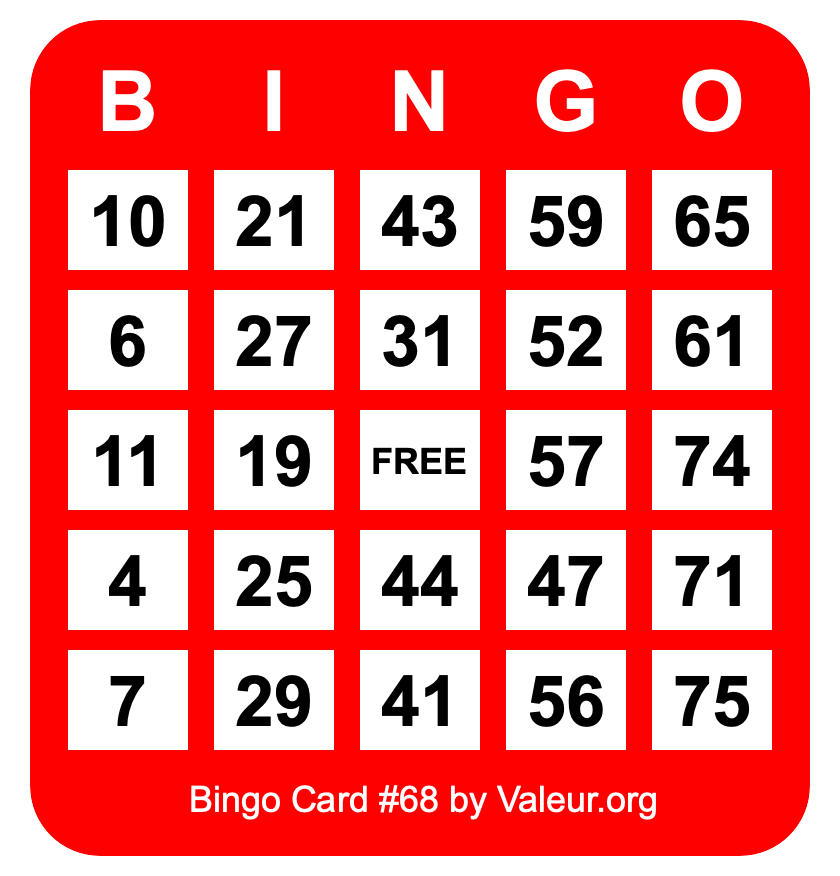 Bingo Card #68