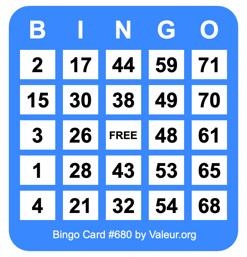 Bingo Card #680