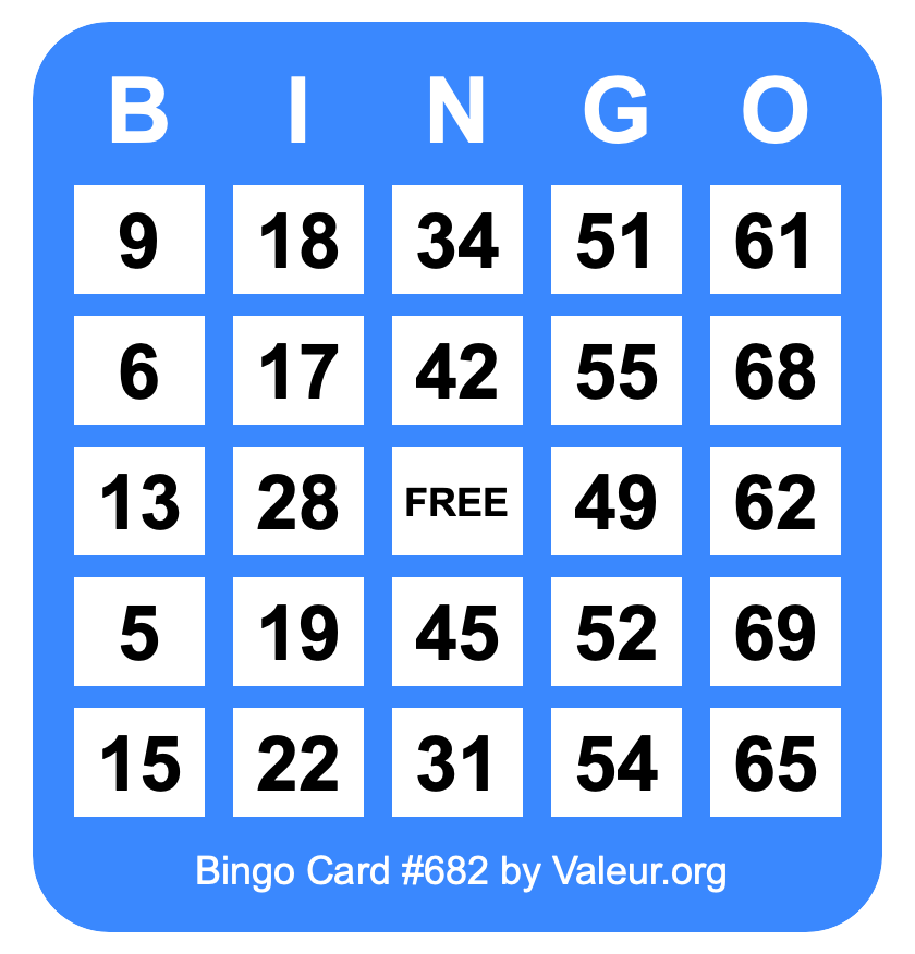 Bingo Card #682 Bingo Card #682
