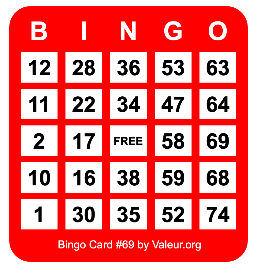 Bingo Card #69