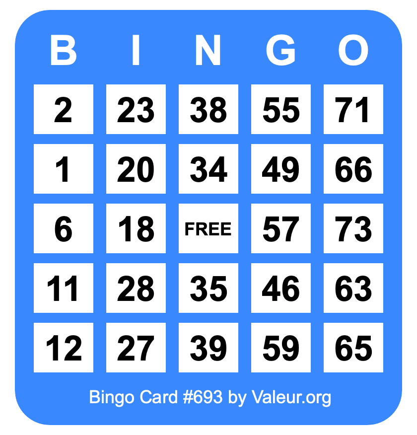 Bingo Card #693