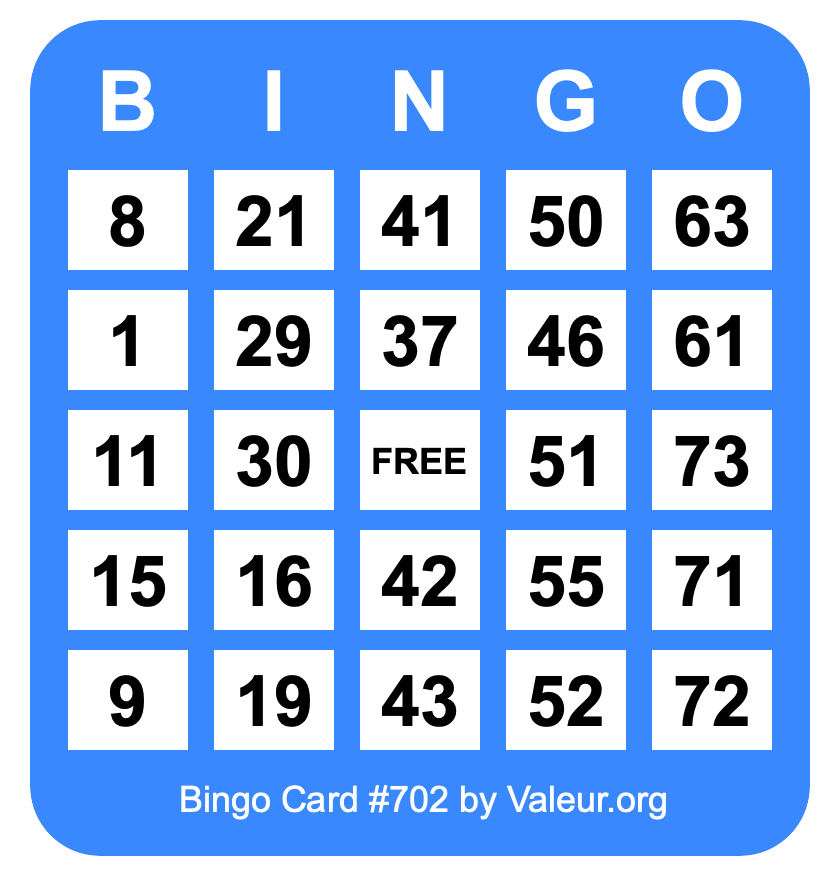 Bingo Card #702