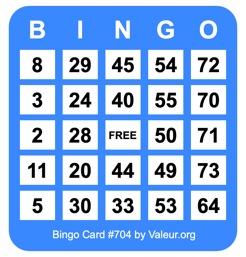 Bingo Card #704