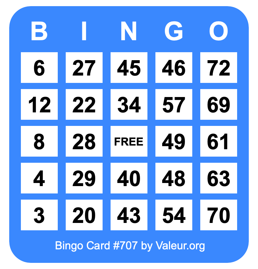 Bingo Card #707