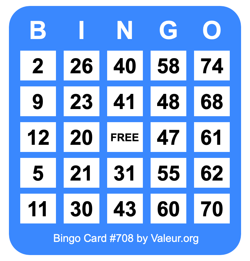 Bingo Card #708