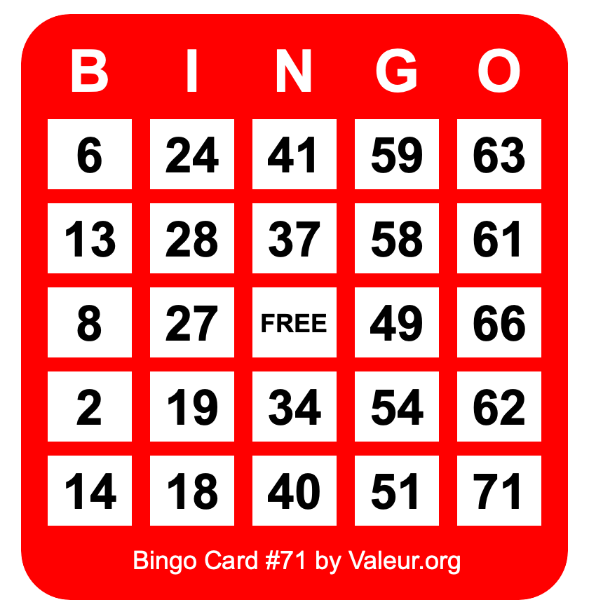 bingo-card-71 for Bingo Card Generator Free Printable Bingo Card #71 for Bingo Card Generator Free Printable