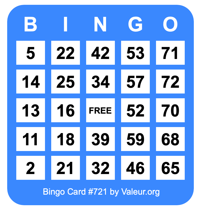 Bingo Card #721