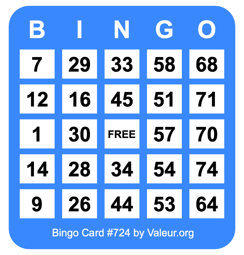Bingo Card #724