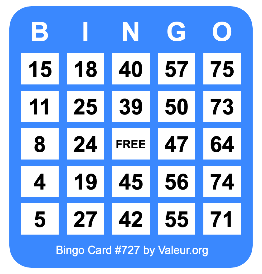 Bingo Card #727
