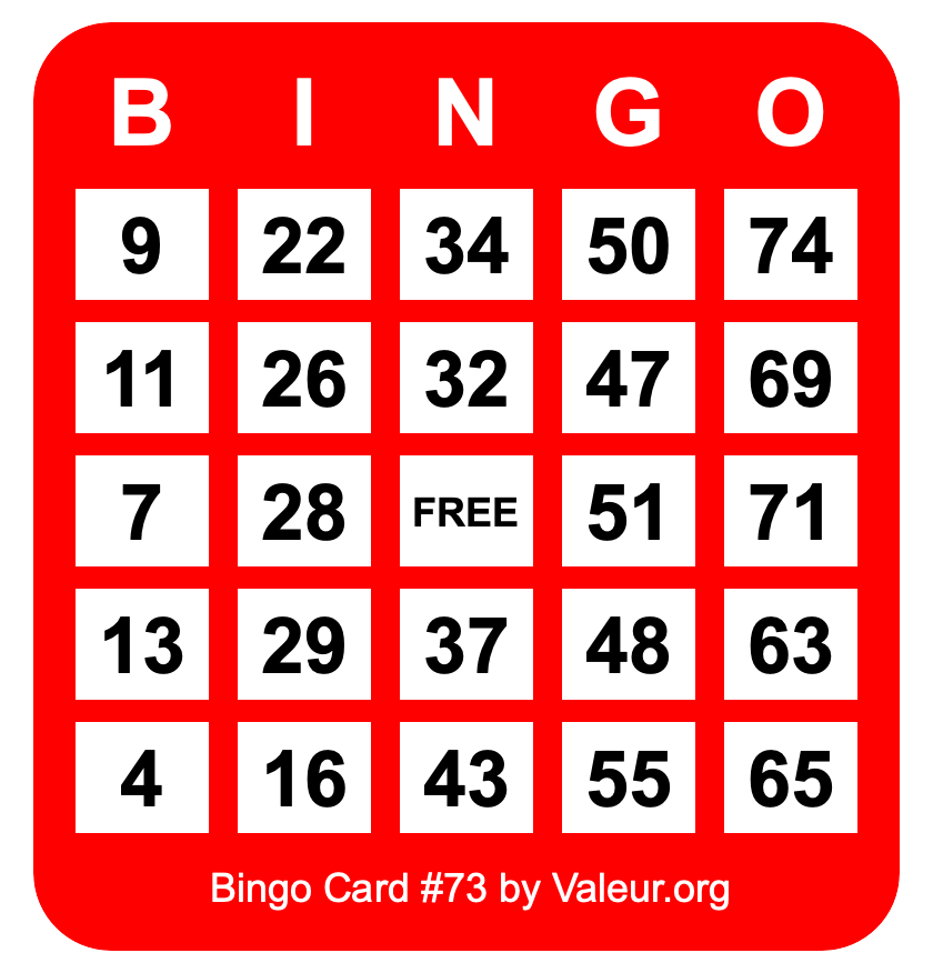 Bingo Card #73