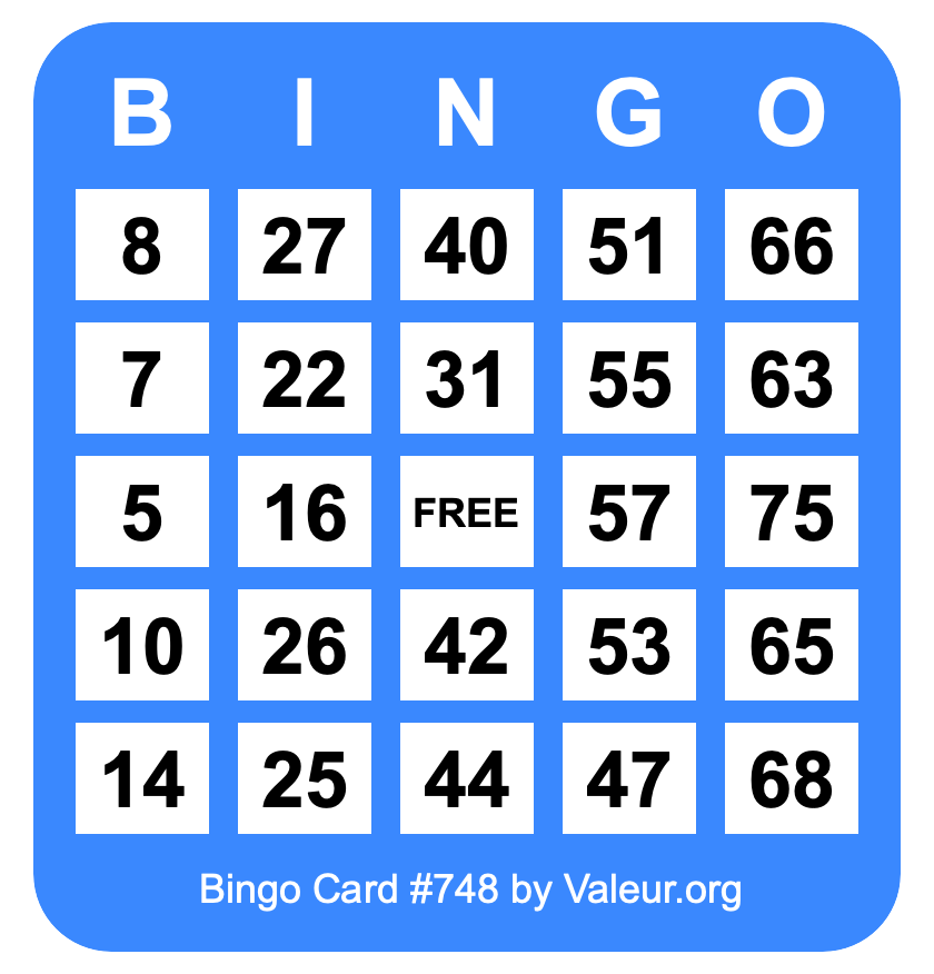 Bingo Card #748