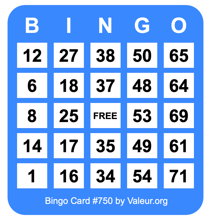 Bingo Card #750