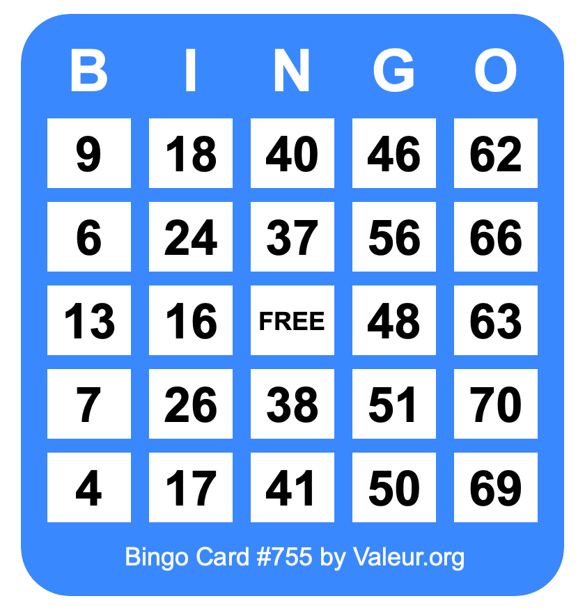 Bingo Card #755 Bingo Card #755