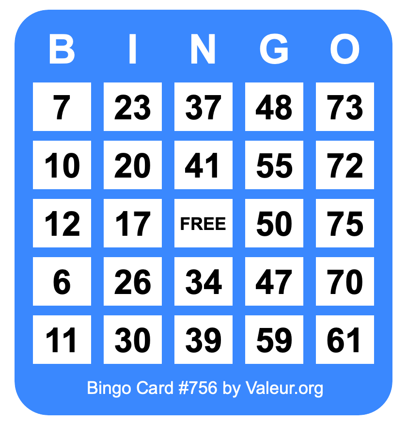 Bingo Card #756 Bingo Card #756