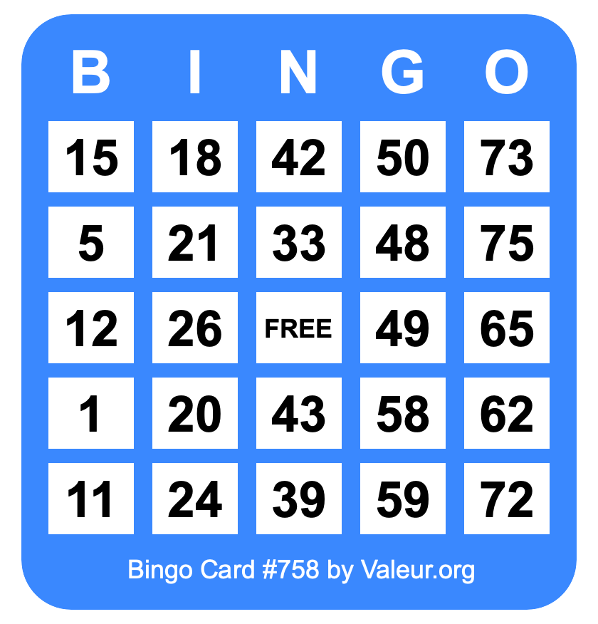 Bingo Card #758