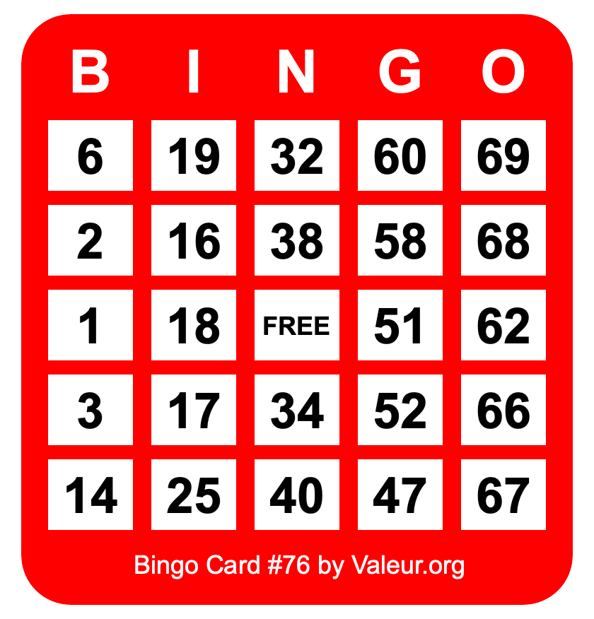 Bingo Card #76