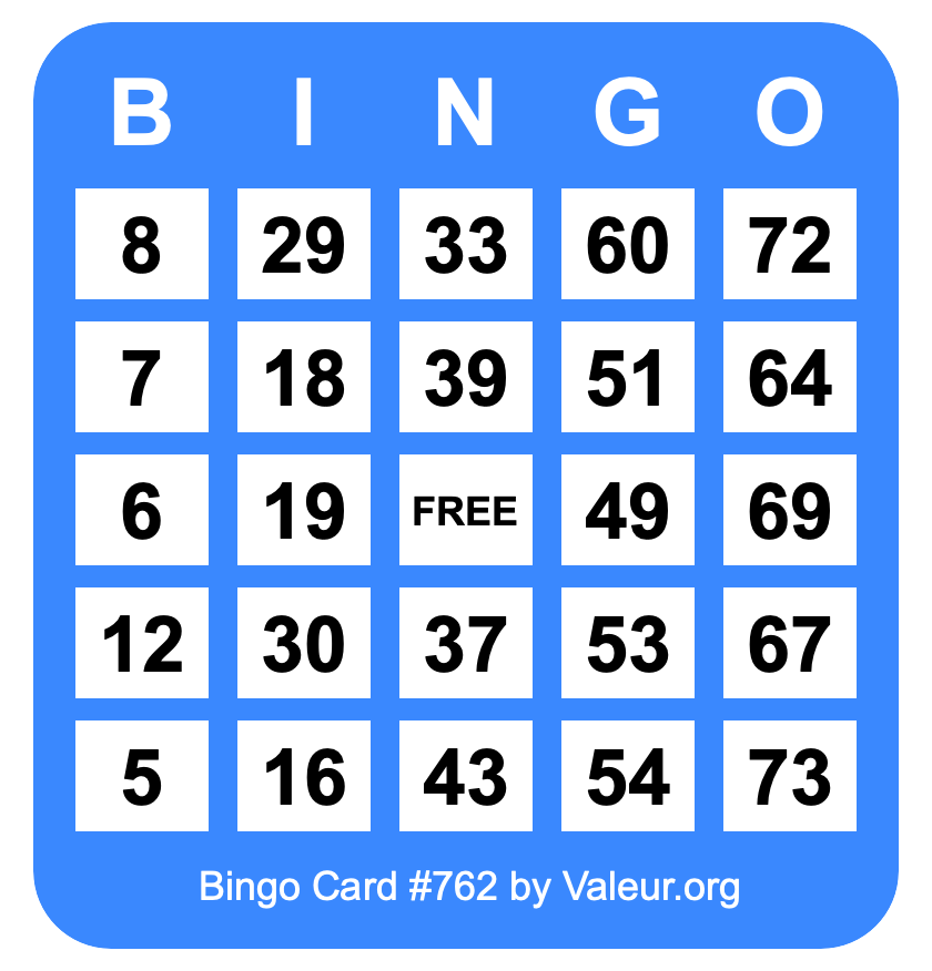 Bingo Card #762