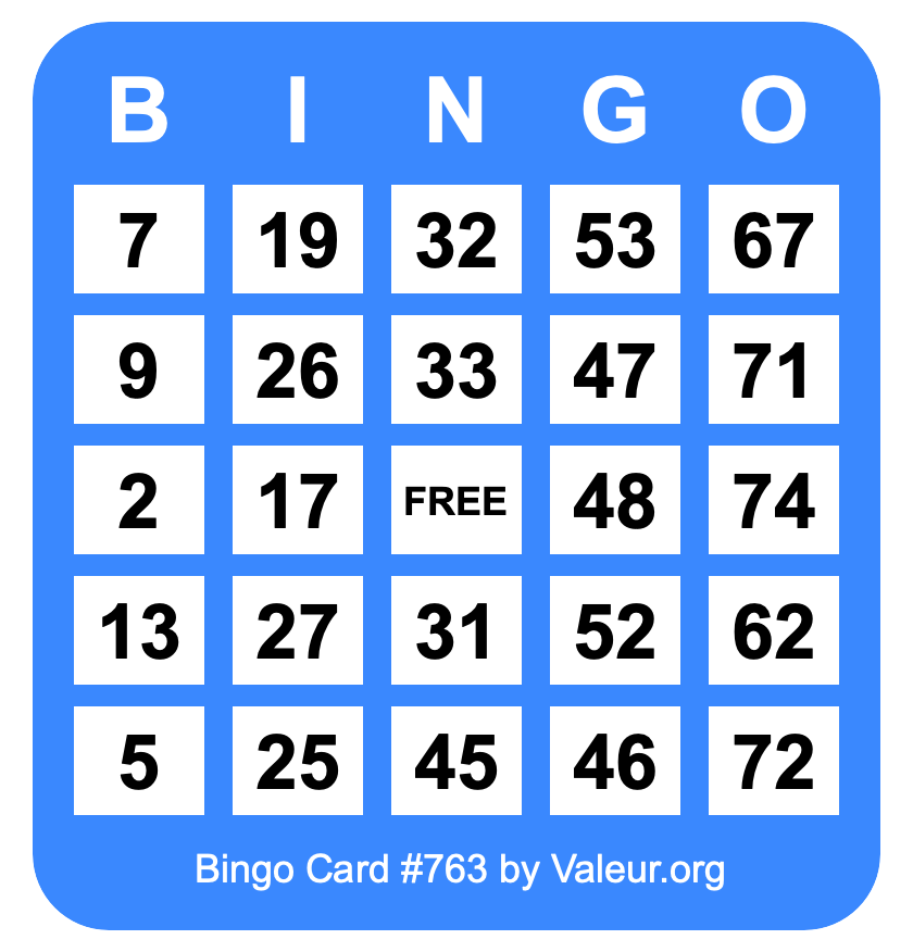 Bingo Card #763