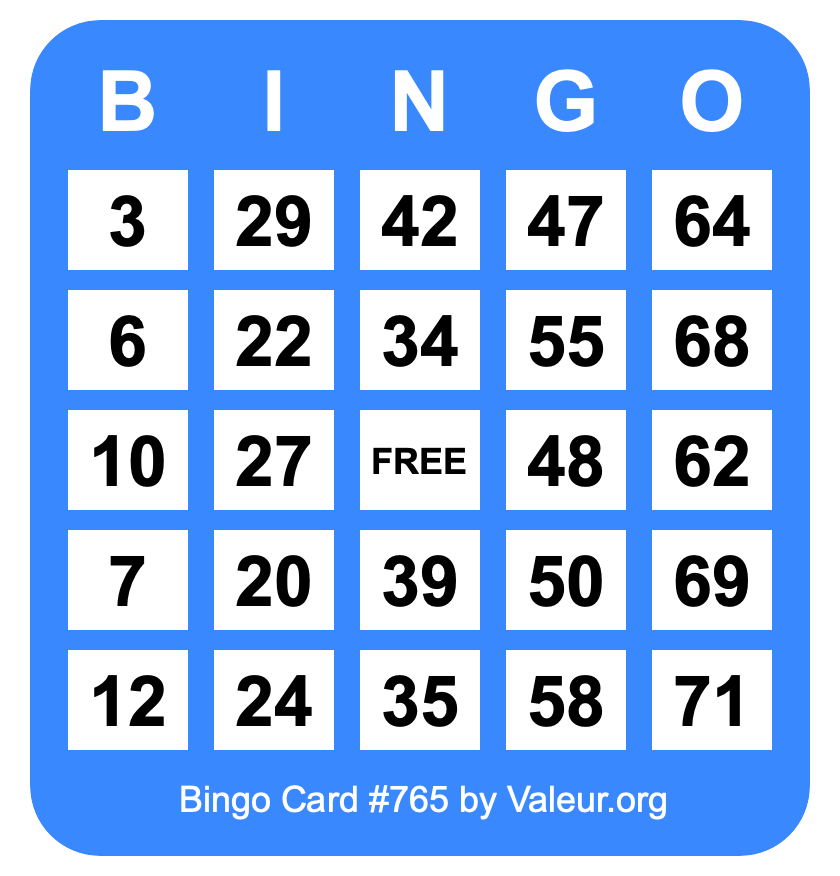 Bingo Card #765