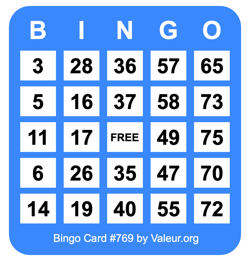 Bingo Card #769