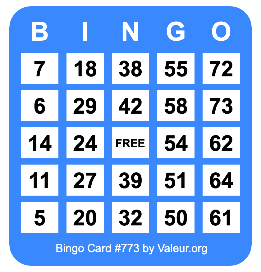 Bingo Card #773