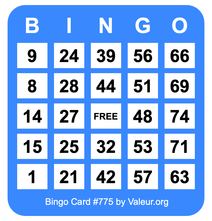 Bingo Card #775 Bingo Card #775