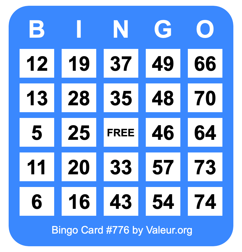 Bingo Card #776
