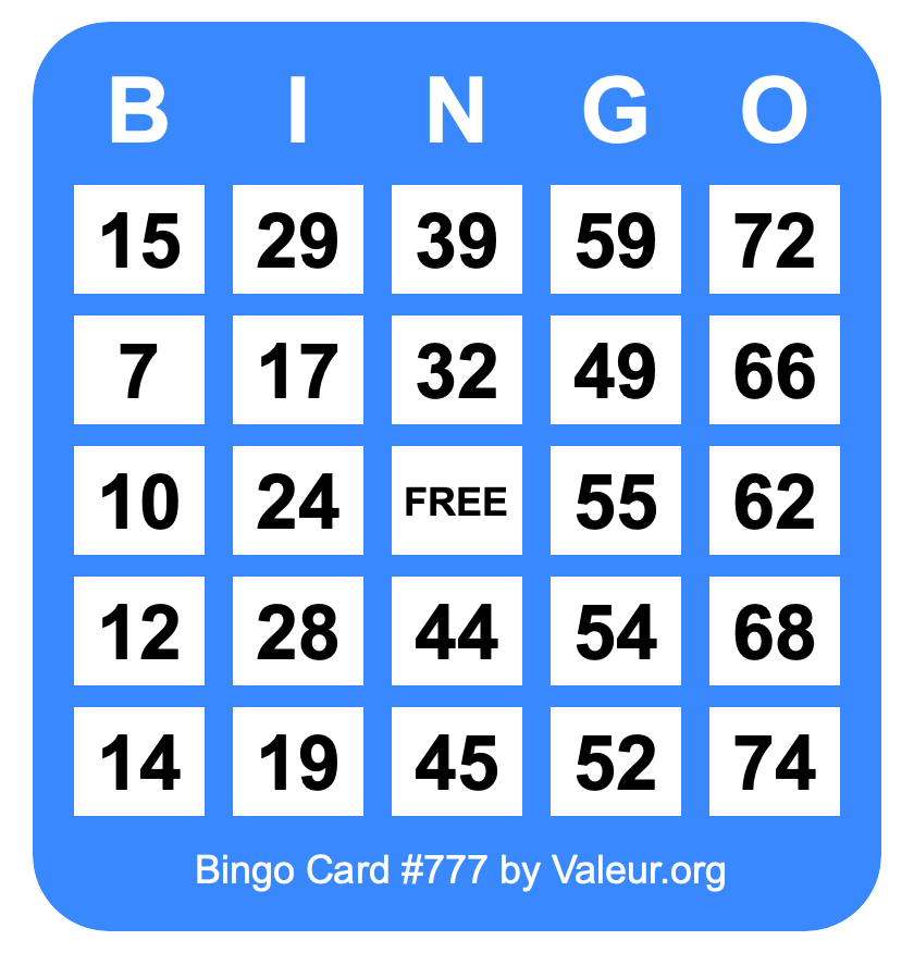 Bingo Card #777