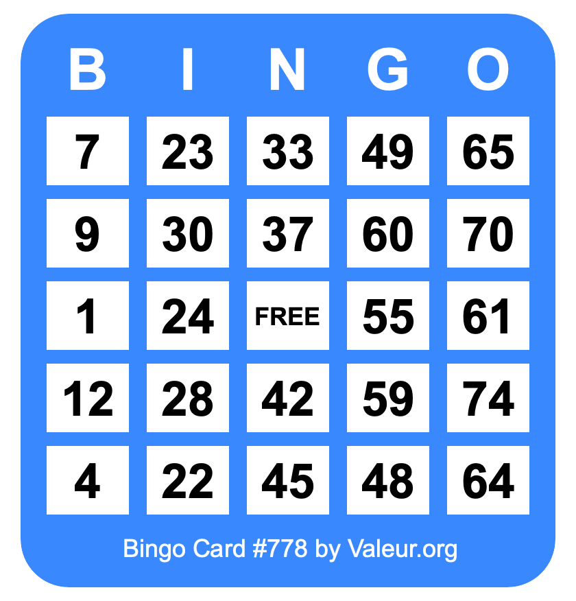 Bingo Card #778
