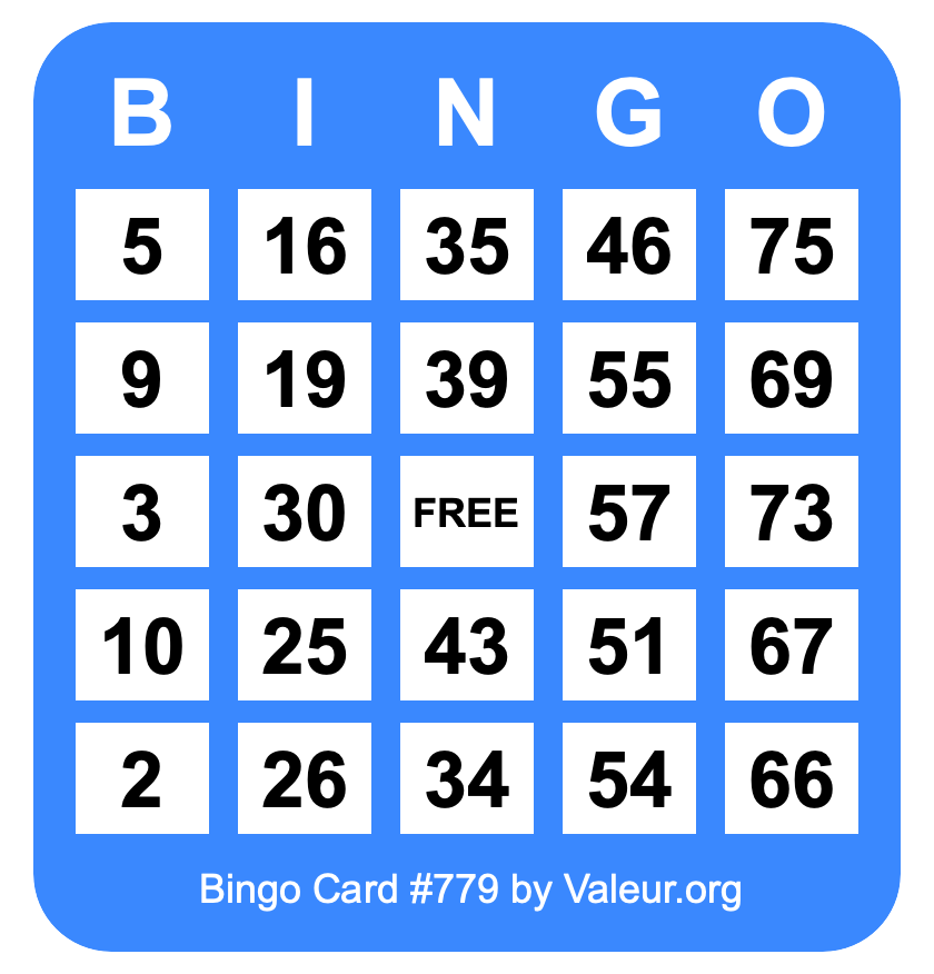 Bingo Card #779 Bingo Card #779