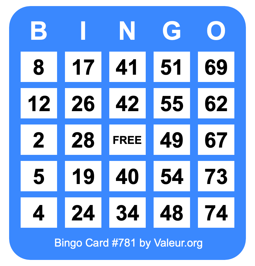 Bingo Card #781