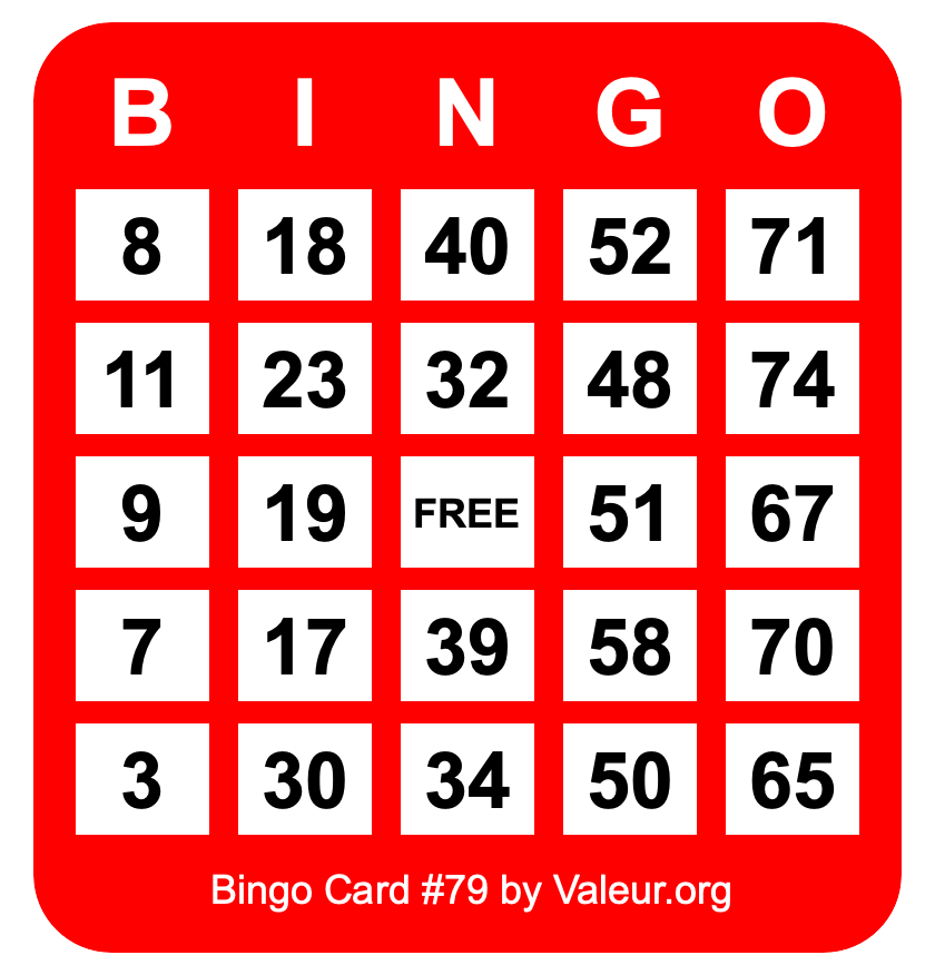Bingo Card #79