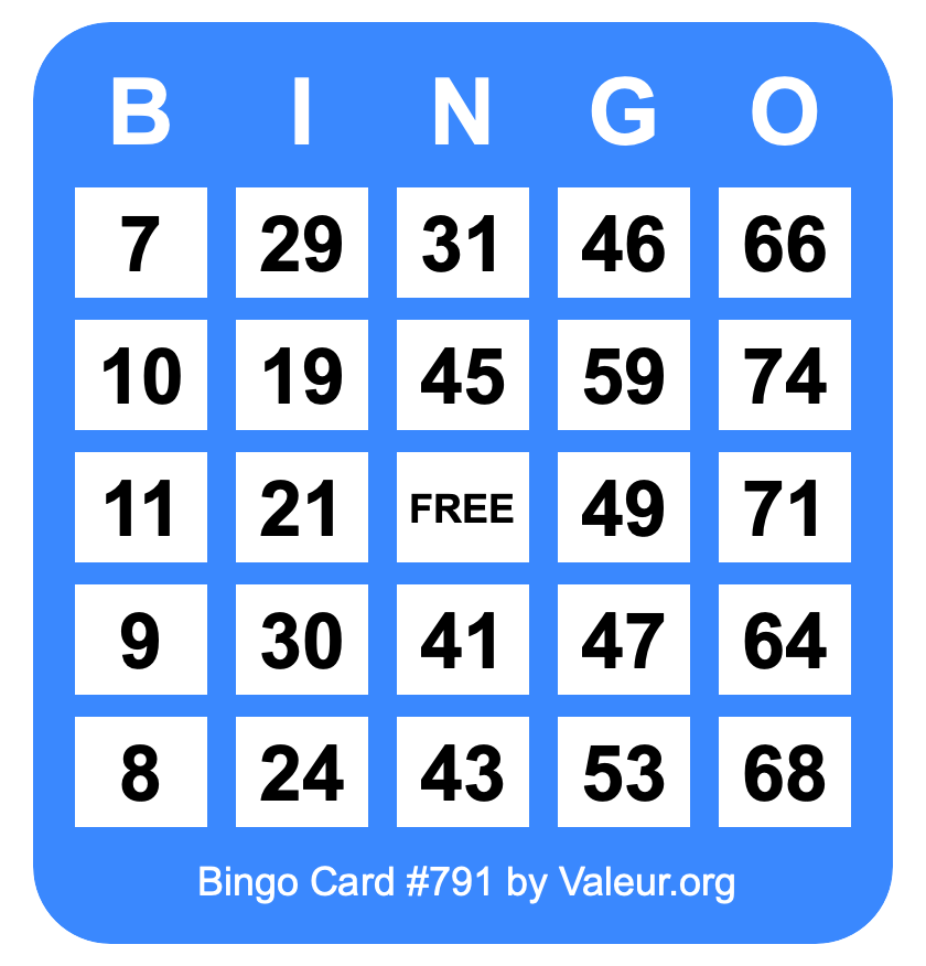 Bingo Card #791