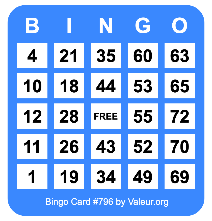 Bingo Card #796
