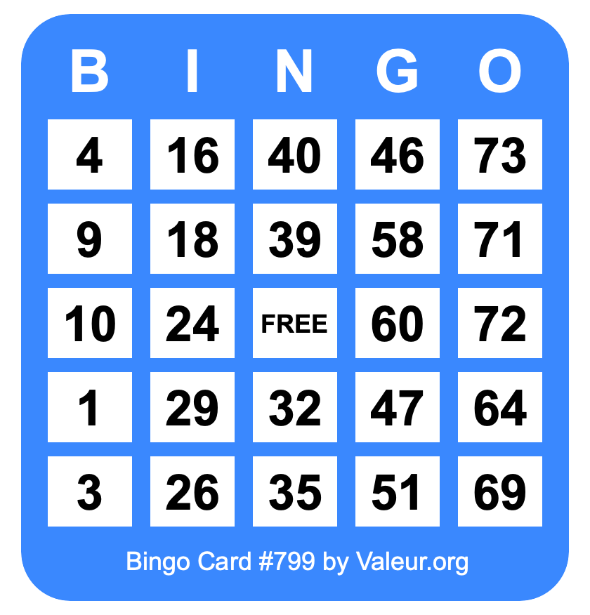 Bingo Card #799