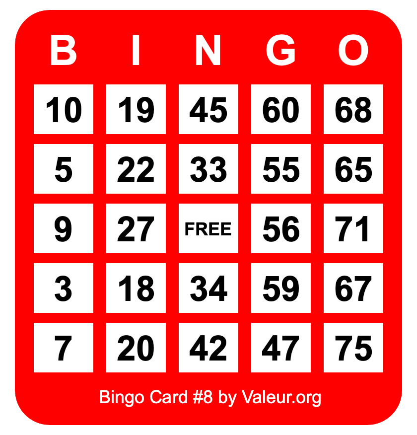 Bingo Card #8