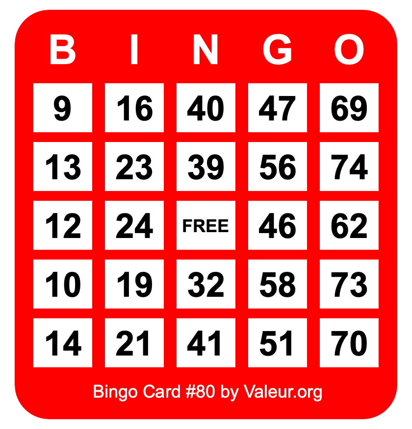 Bingo Card #80