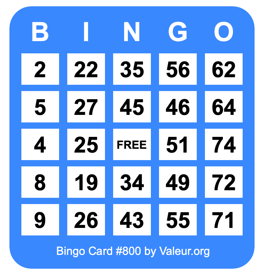 Bingo Card #800