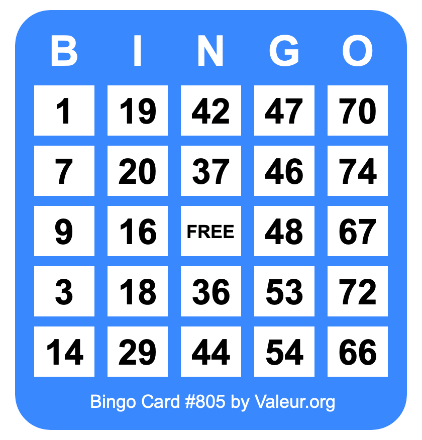 Bingo Card #805
