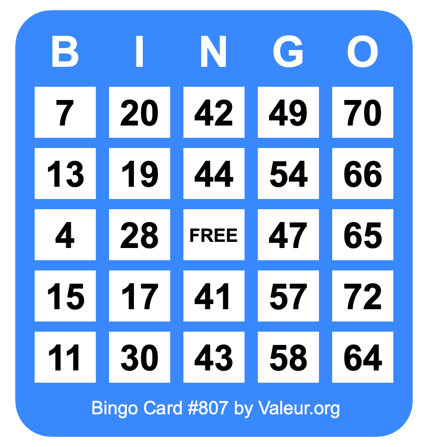 Bingo Card #807