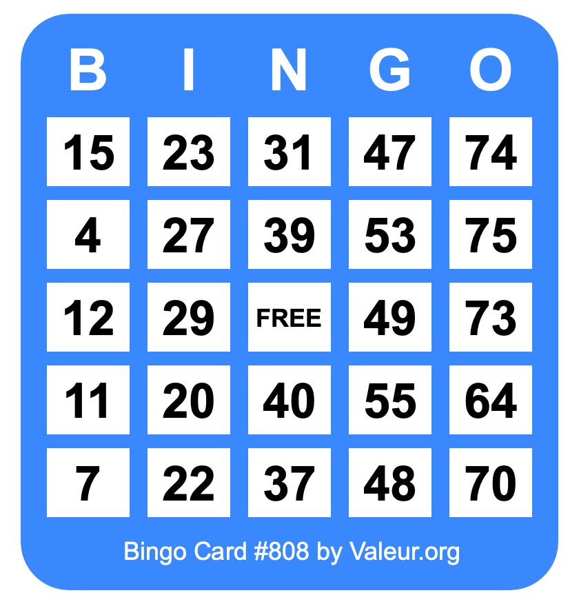 Bingo Card #808