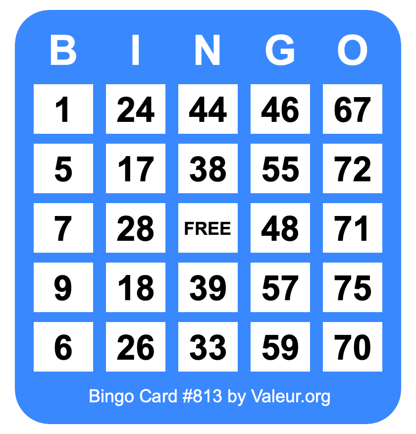 Bingo Card #813 Bingo Card #813