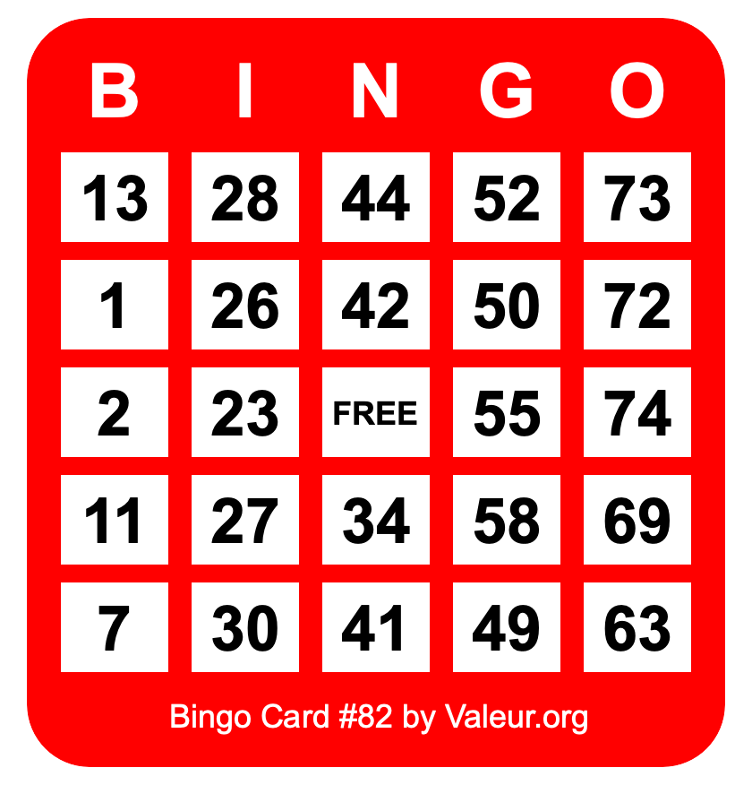 Bingo Card #82
