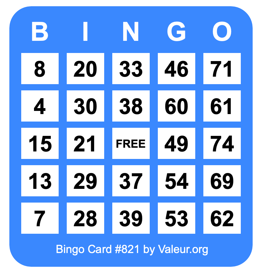 Bingo Card #821