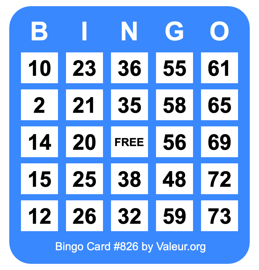 Bingo Card #826
