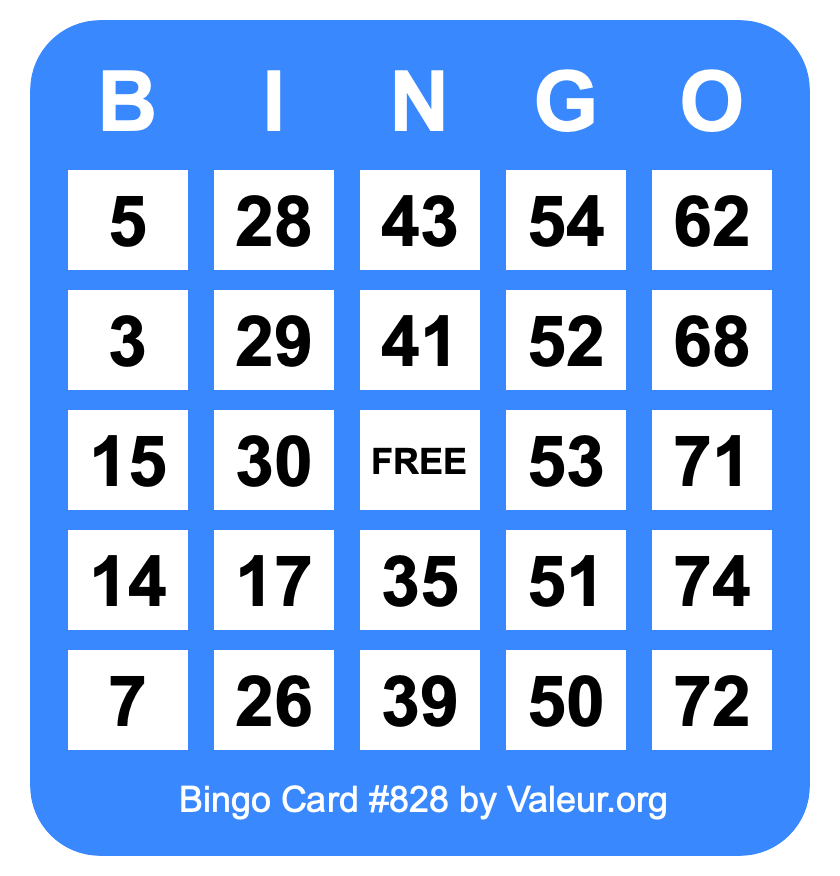 Bingo Card #828