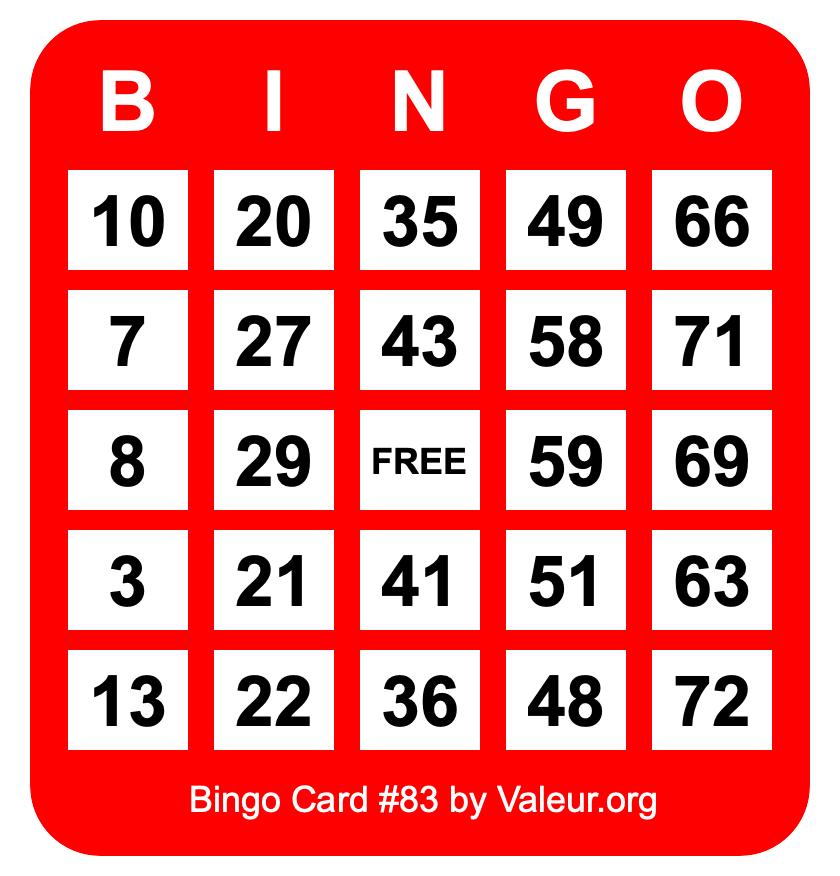 Bingo Card #83