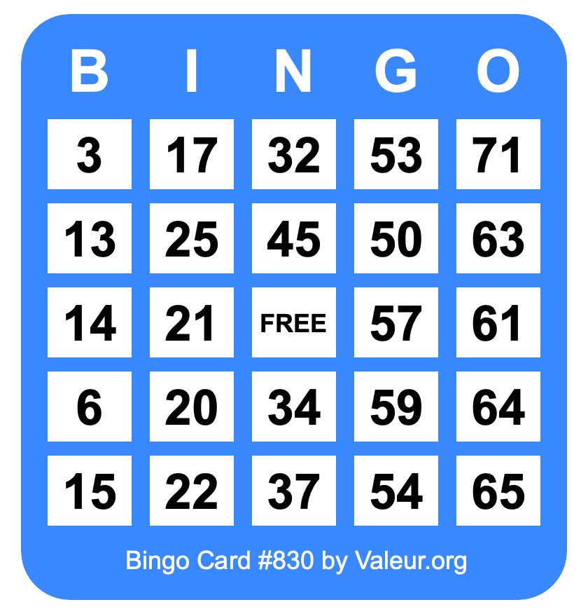 Bingo Card #830