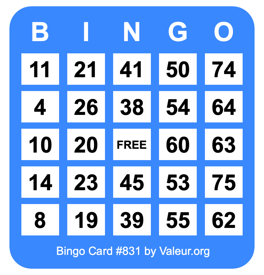 Bingo Card #831